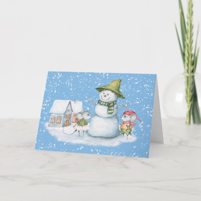 Festividades Cartão de Feriado de Neve de Natal Bonito (Frente)