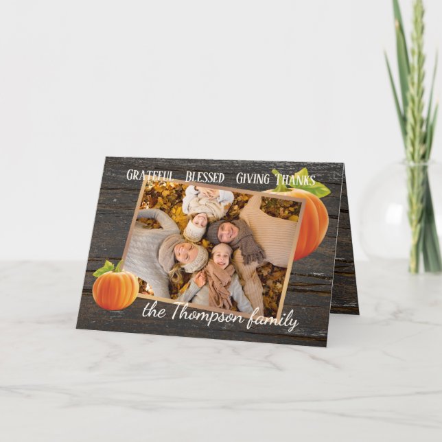 Festividades Cartão de Feriado de Obrigados Grateful Com Abenço (Frente)