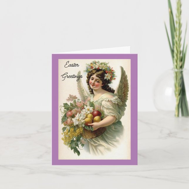 Festividades Cartão de Feriado de Páscoa Vintage Angel (Frente)