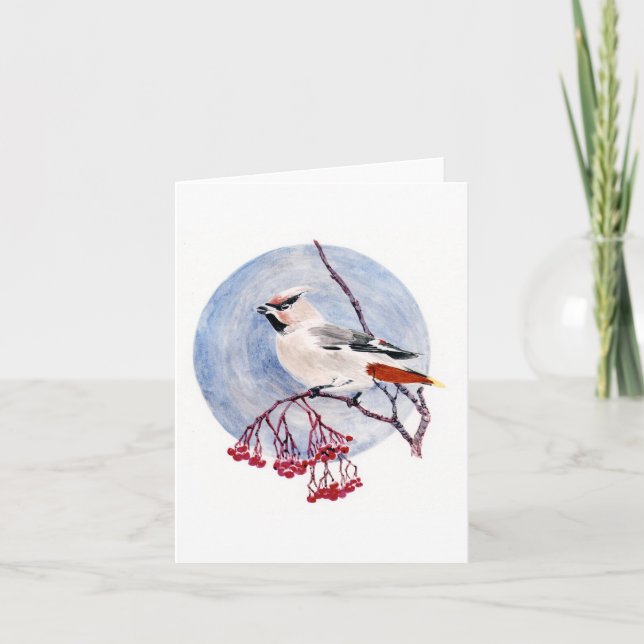 Festividades Cartão de Feriado de Pássaro de inverno (Frente)