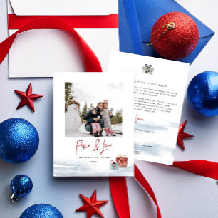 Festividades Cartão de Feriado de Presente Azul Vermelho para P