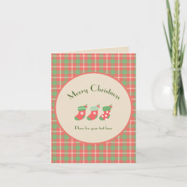 Festividades Cartão de Feriado de Xadrez Vermelho de Natal Dobr