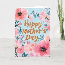 Cartão de feriado do dia das mães floral e feliz