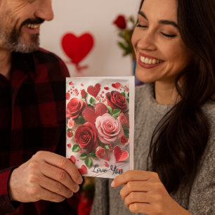 Festividades Cartão de Feriado do Dia dos Namorados Rosa Vermel
