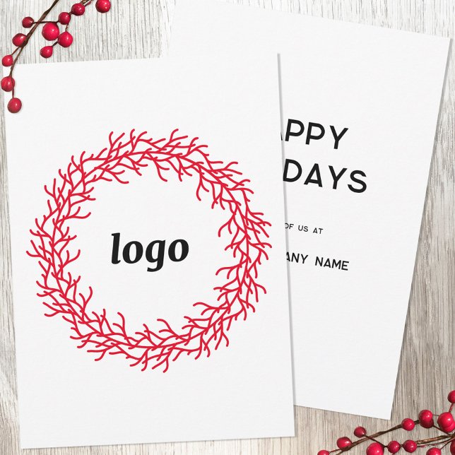 Festividades Cartão de Feriado do Logotipo da Terra Vermelha (Logo wreath business promotional holiday card)