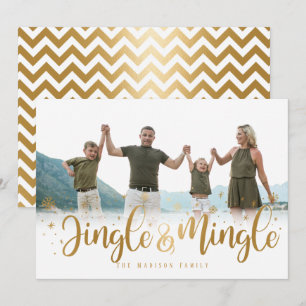 Festividades Cartão de Feriado Dourado Jingle e Mingle