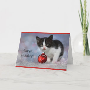 Festividades Cartão de Feriado Personalizado Kitten