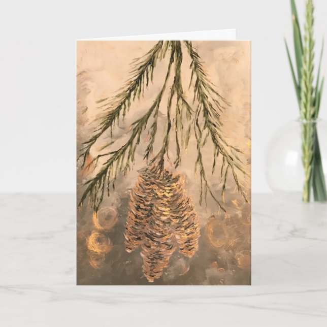 Festividades Cartão de Feriado Pinecone (Frente)