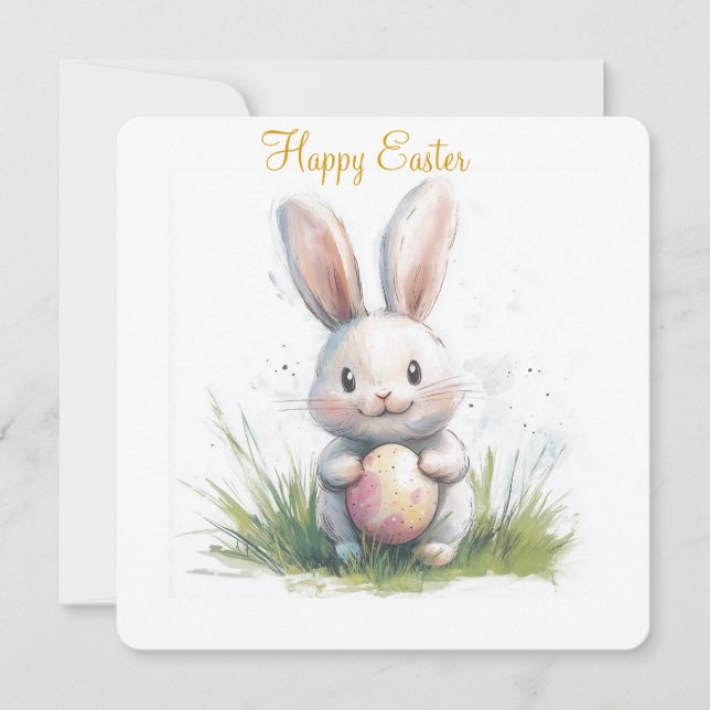 Festividades cartão de feriado plano de felz pascoa (Frente)