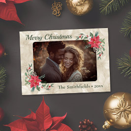 Festividades Cartão de Feriado Plano de Foto do Red Poinsettia 