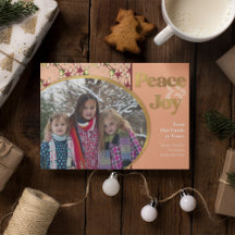 Cartão de Feriado Plano de Foto Poinsettia Rosa e 