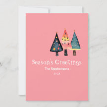 Cartão de Feriado Plano Rosa-Rosa-Bonito das Árvor