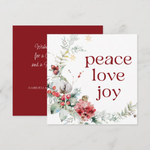 Festividades Cartão de Feriado Red White Square com Joy Peace L