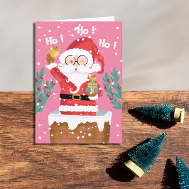 Festividades Cartão de Feriado Rosa Papais noeis Whimsical