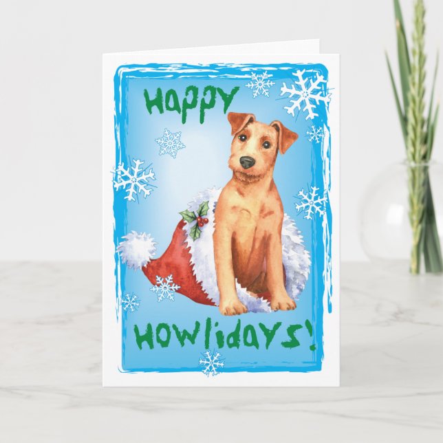 Festividades Cartão de Feriado Terrier de Natal irlandês (Frente)