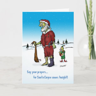 Festividades Cartão de Feriado Zombie para Papais noeis