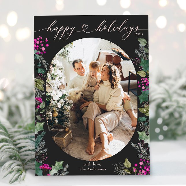 Festividades Cartão de Feriados Felizes Elegante Escuro (Criador carregado)