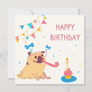 Festividades Cartão de Férias Aniversário Pug