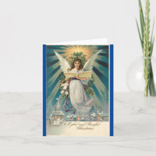 Festividades Cartão de Férias Anjo Vintage Com Livro