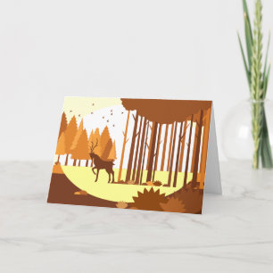 Festividades Cartão de Férias Autumn Deer Landscape