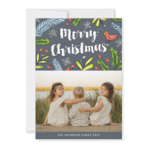 Cartão de Férias Azul Spruce de Natal Feliz