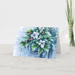Festividades Cartão de Férias Azul Vintage em Branco Personaliz