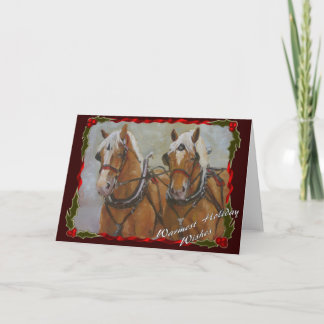 Festividades Cartão de Férias belga da equipe de cavalos, a ver