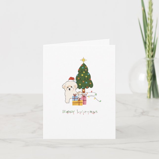 Festividades Cartão de Férias Bichon (Frente)