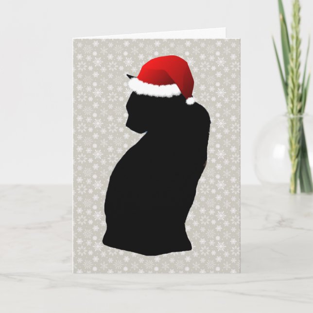Festividades Cartão de Férias Black Cat e Snowflake (Frente)