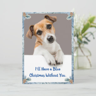 Festividades Cartão de Férias Blue Christmas Cute Jack Russel