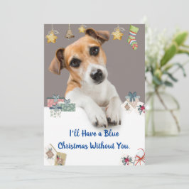 Festividades Cartão de Férias Blue Christmas Cute Jack Russell