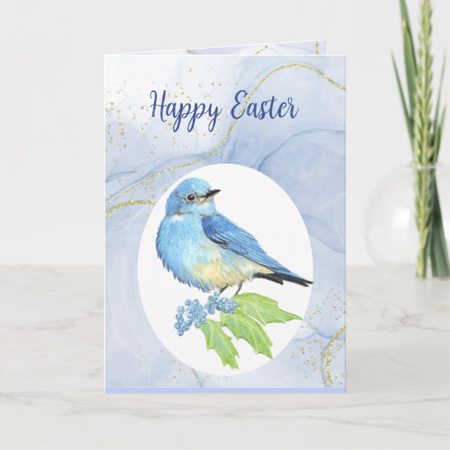 Festividades Cartão de Férias Bluebird da Montanha felz pascoa (Frente)