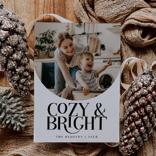 Festividades Cartão de Férias Brancas de Foto Elegante Cozy Bri