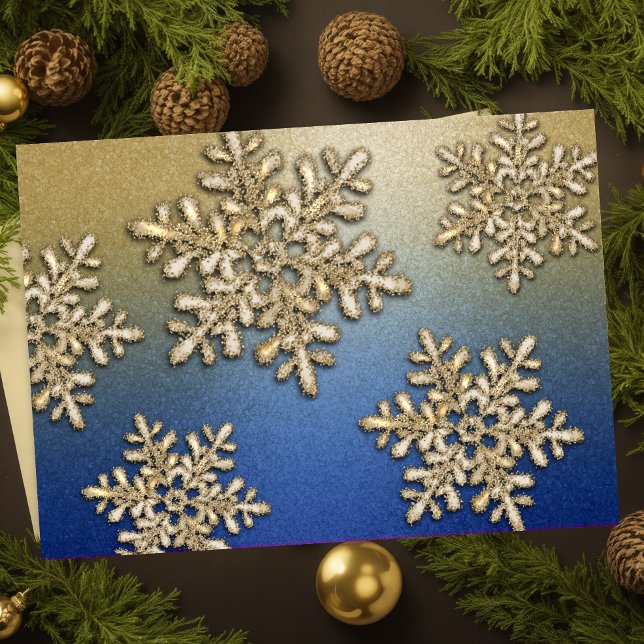 Festividades Cartão de Férias Brilhante de Floco de Neve Azul e (Criador carregado)