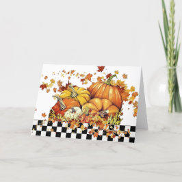 Festividades Cartão de férias com abóboras e folhas
