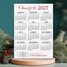 Cartão de Férias com Calendário de 2027 e Logotipo