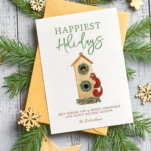 Festividades Cartão de Férias com Colagem de Fotos de Esquilos 