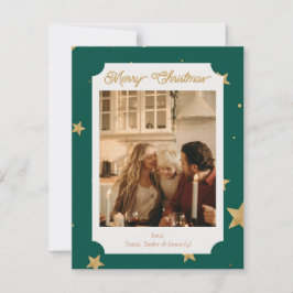 Festividades Cartão de Férias com Estrela Verde e Dourada