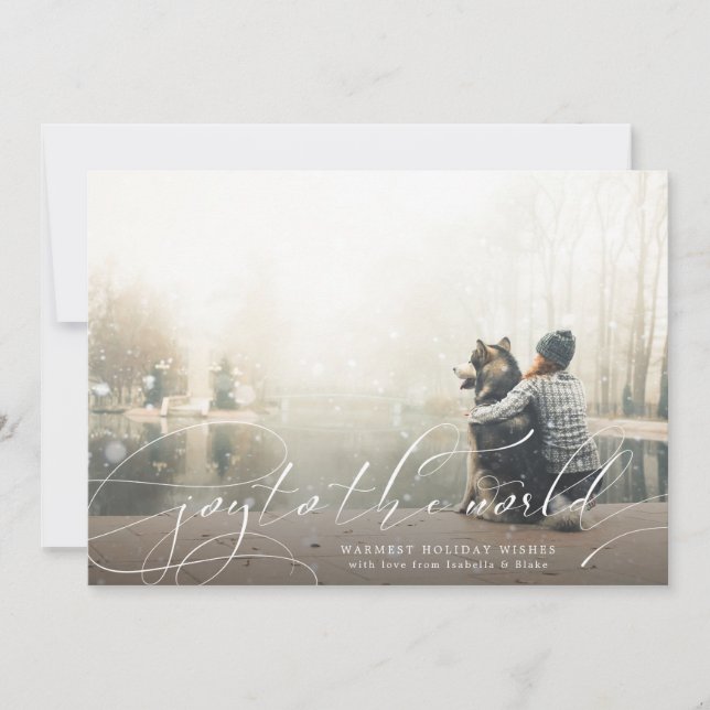 Festividades Cartão de Férias com Foto 'Alegria ao Mundo' (Frente)