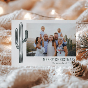 Festividades Cartão de Férias com Foto da Família do Cactus do