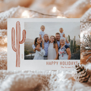 Festividades Cartão de Férias com Foto da Família do Cactus do