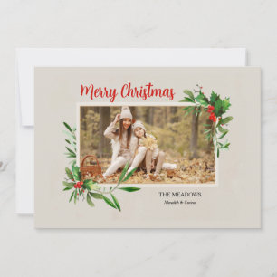 Festividades Cartão de Férias com Foto de Holly Frame