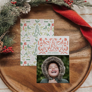 Festividades Cartão de Férias com Foto de Padrão Escandinavo Ve