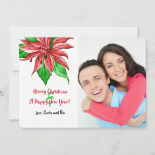 Festividades Cartão de Férias com Foto de Poinsettia Vermelha