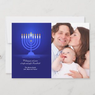 Festividades Cartão de Férias com Foto Feliz Hanukkah