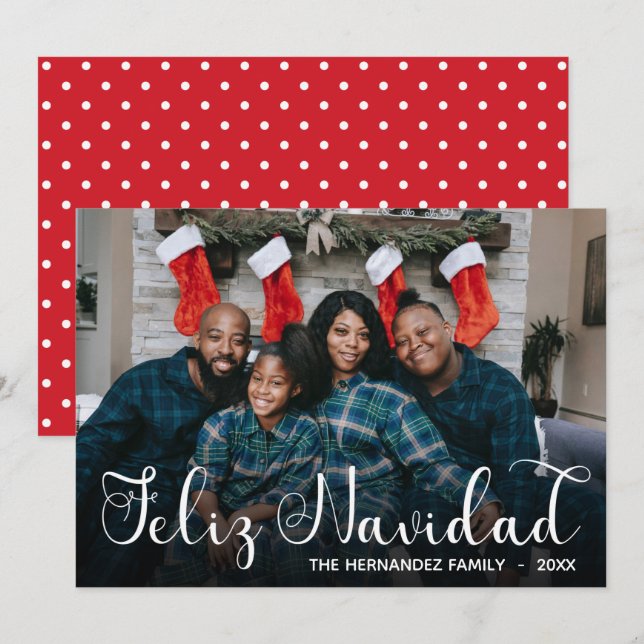 Festividades Cartão de Férias com Foto Feliz Navidad (Frente/Verso)