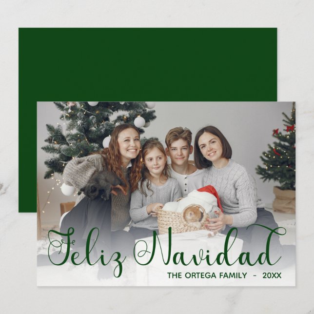 Festividades Cartão de Férias com Foto Feliz Navidad (Frente/Verso)