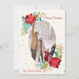 Festividades Cartão de Férias com Foto Floral Pintada à Mão