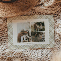 Cartão de Férias com Foto 'Grateful' em Xadrez Beg
