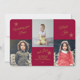 Festividades Cartão de Férias com Foto Paz, Alegria, Amor